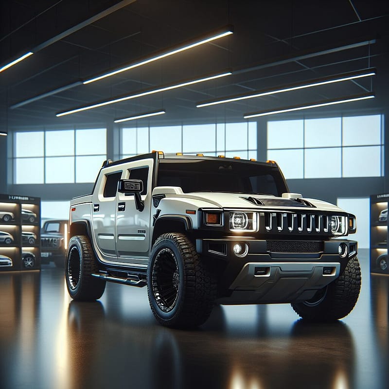 Hummer SUV showcased in a showroom setting