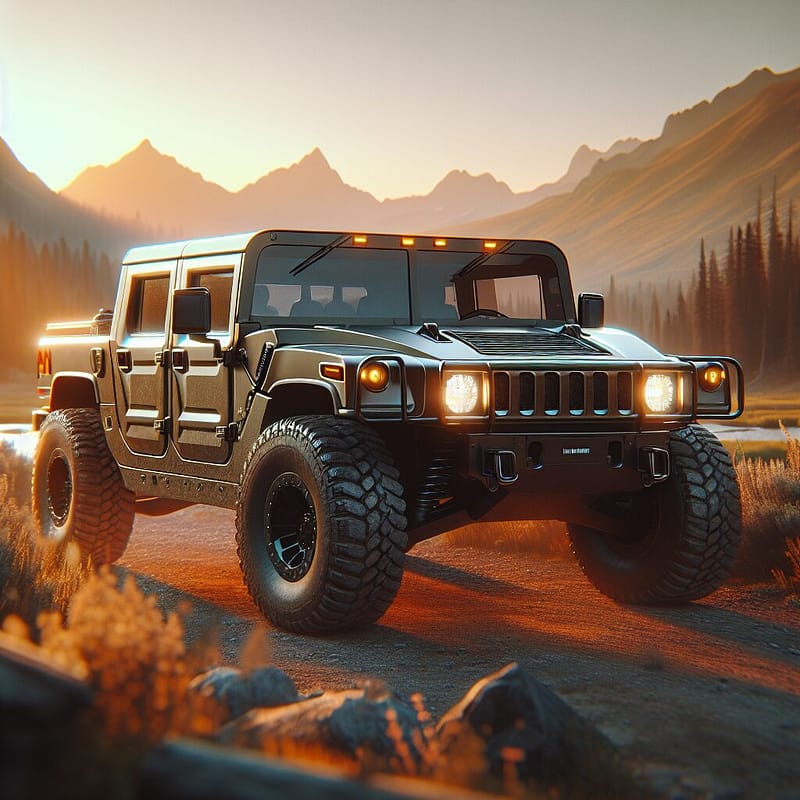Hummer showcasing rugged design and reliability in a mountain landscape.