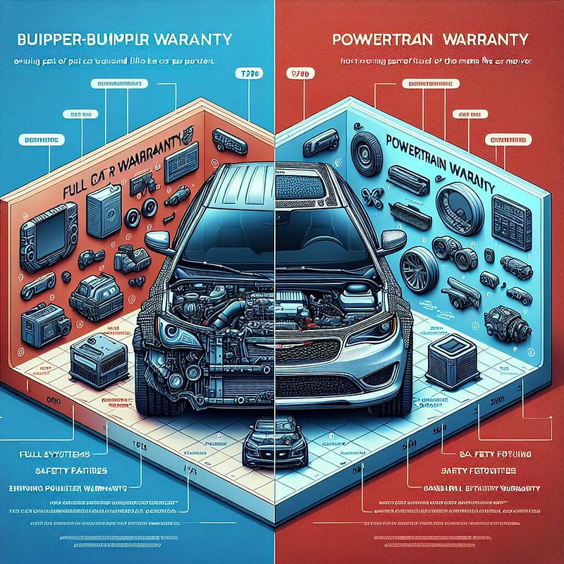 Comparison of Chrysler's bumper-to-bumper and powertrain warranty coverage types, highlighting key differences.