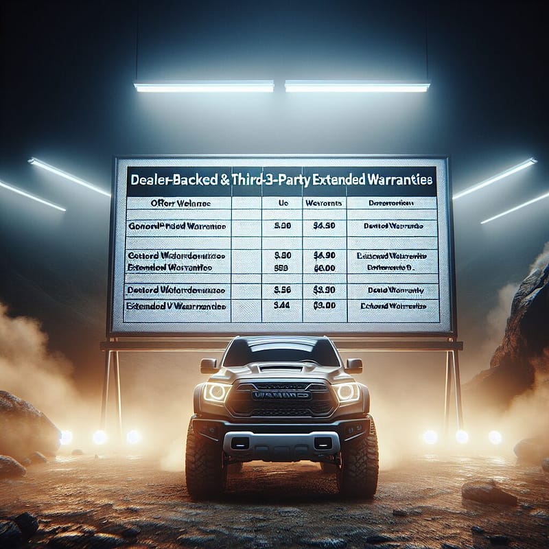 Comparison table of dealer-backed and third-party warranties for Hummer.