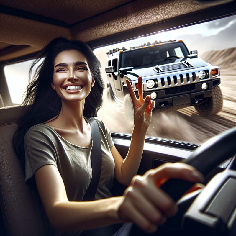 Hummer owner driving off-road, symbolizing peace of mind with warranty