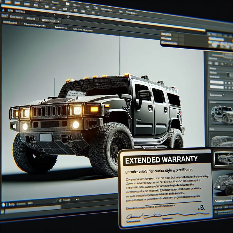 Hummer with a highlighted extended warranty certificate
