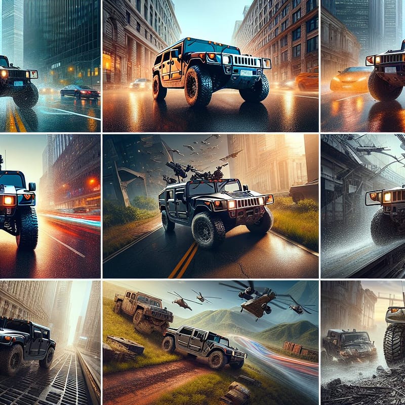 Collage of Hummers in different settings