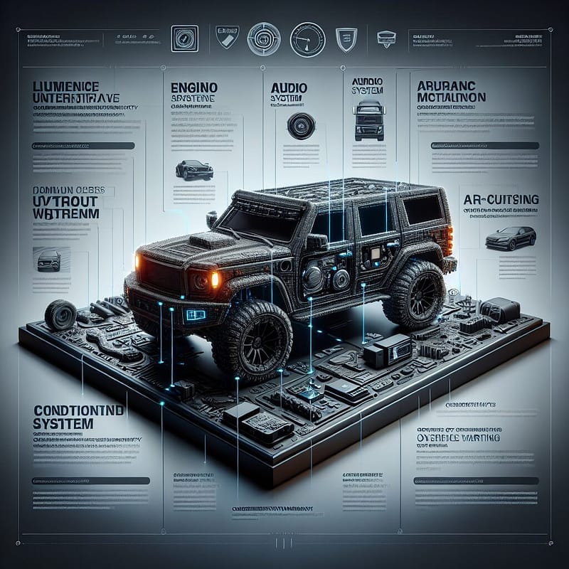 Infographic detailing components covered under a Hummer's bumper-to-bumper warranty.
