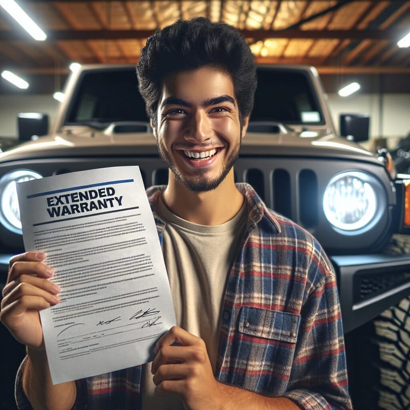 Hummer owner holding extended warranty documents