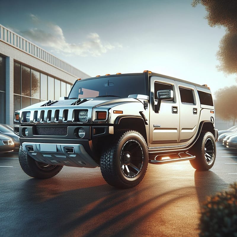 Used Hummer with 'For Sale' sign, showcasing resale value