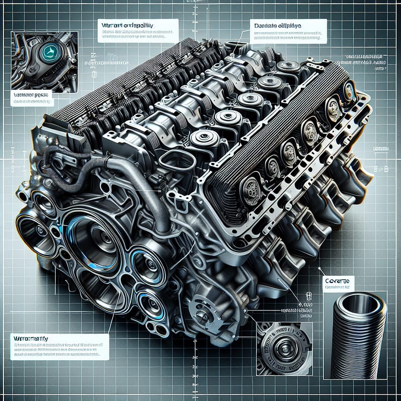 A detailed illustration of a Chrysler 3.6 cylinder head with annotations highlighting key warranty eligibility and coverage information.
