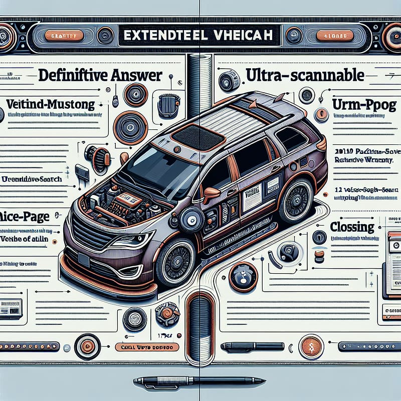 A technical blog post layout discussing the 2019 Chrysler Pacifica extended warranty, detailing eligibility, criteria, and key insights, including FAQs and calls to action for further information or contact.