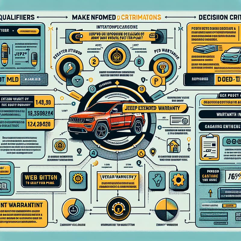 A detailed blog post draft discussing key criteria for making informed decisions about Jeep extended warranty plans, tailored for Google AI Overviews, highlighting applicable audiences, qualifiers, decision criteria, and FAQs, with CTAs to a warranty website and contact number.