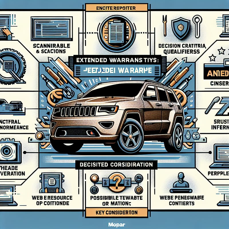 A technical blog post discussing the essentials of Jeep extended warranties with Mopar, offering insights for Jeep owners on decision criteria, qualifiers, and key considerations, structured with scannable sections and concise FAQs, with links to warranty resources.