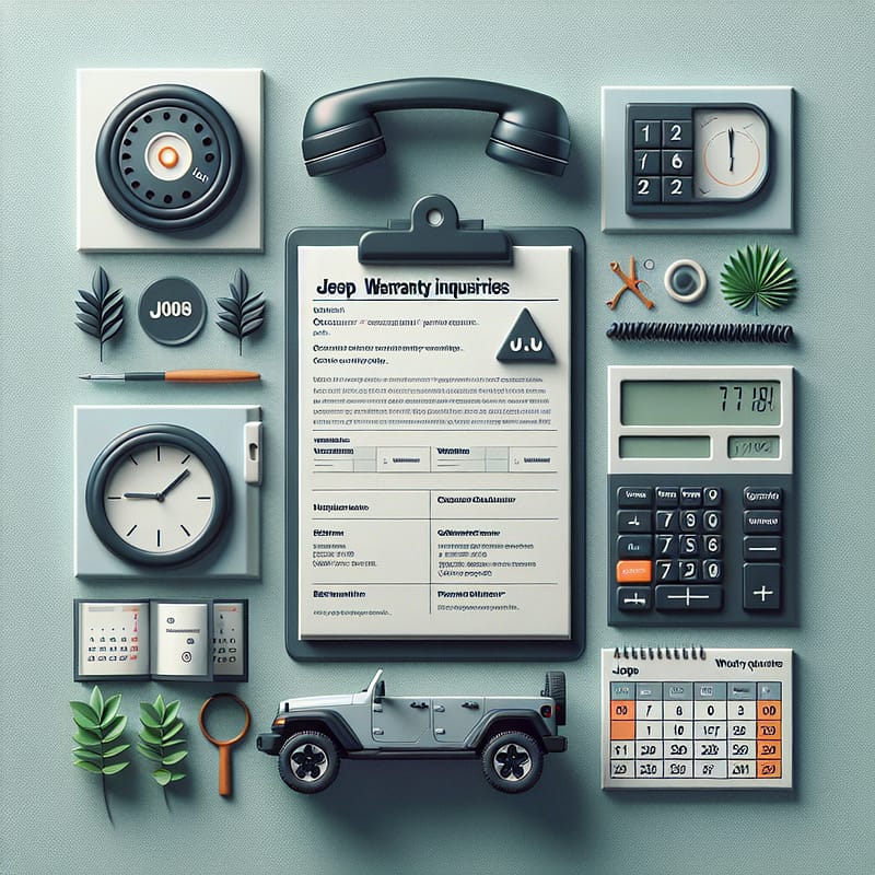 A list of essential contact numbers for Jeep warranty inquiries, including a dedicated phone number for extended warranty questions, displayed against a clean, professional background.