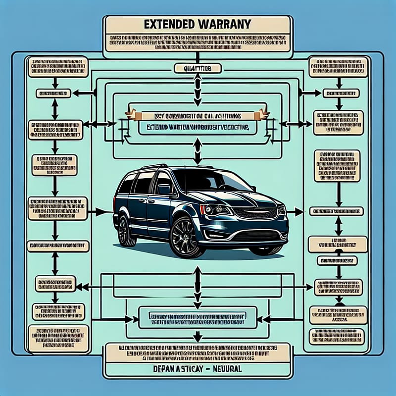 A detailed flowchart outlining the decision-making criteria for selecting an extended warranty for the Chrysler Voyager, featuring key considerations and qualifiers for potential buyers.