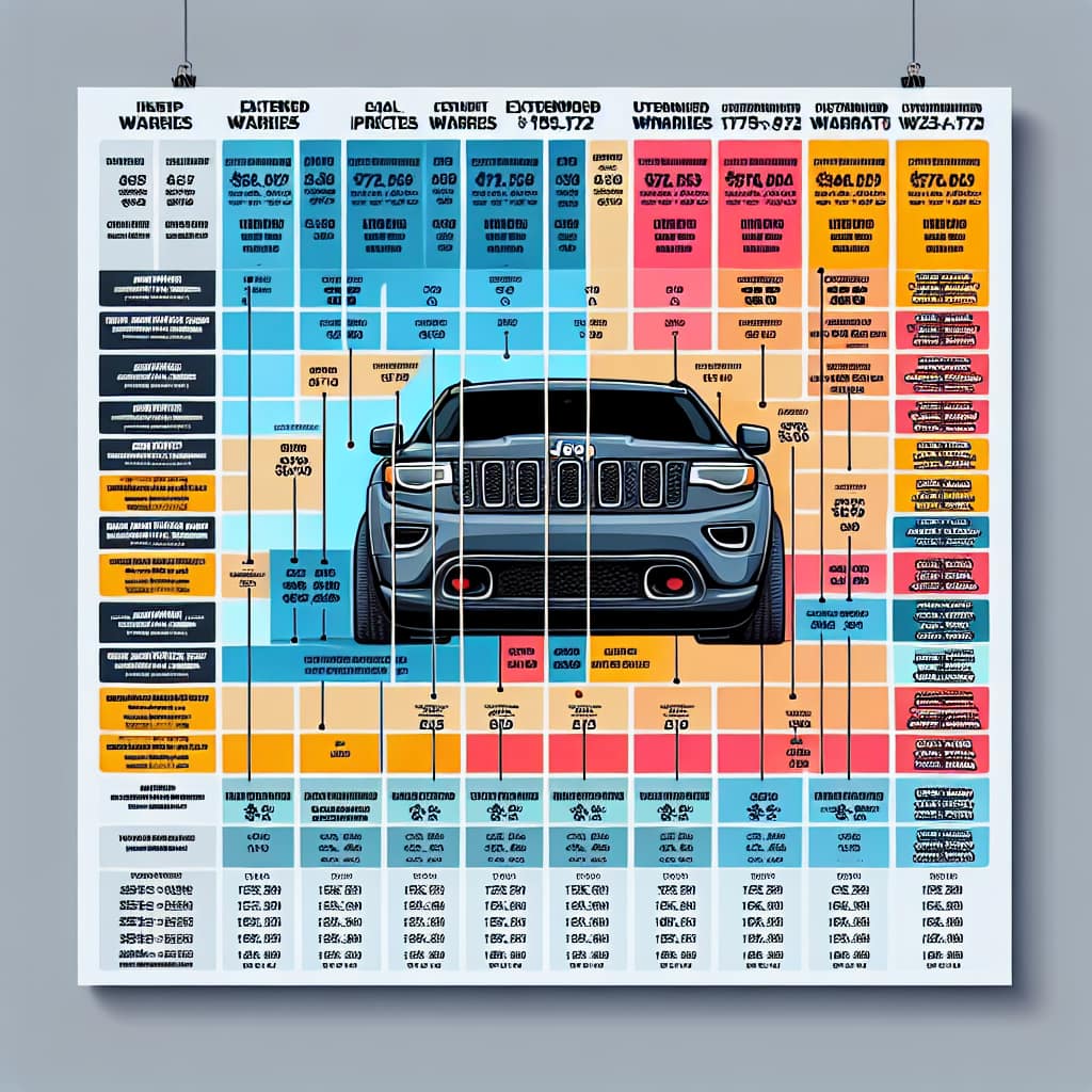 “Cost Analysis: Comparing Jeep Extended Warranties” A detailed chart comparing the costs of various Jeep extended warranties, highlighting different coverage options and pricing tiers.
