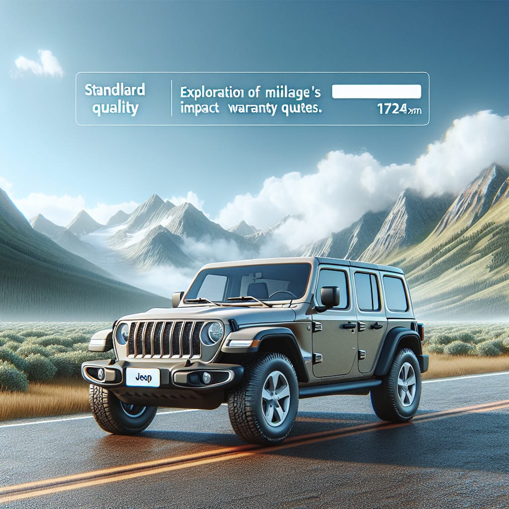 “Decoding Mileage Impact: A Key Factor in Jeep Warranty Quotes” A Jeep SUV parked on an open road with mountains in the background, symbolizing the exploration of mileage's impact on warranty quotes.