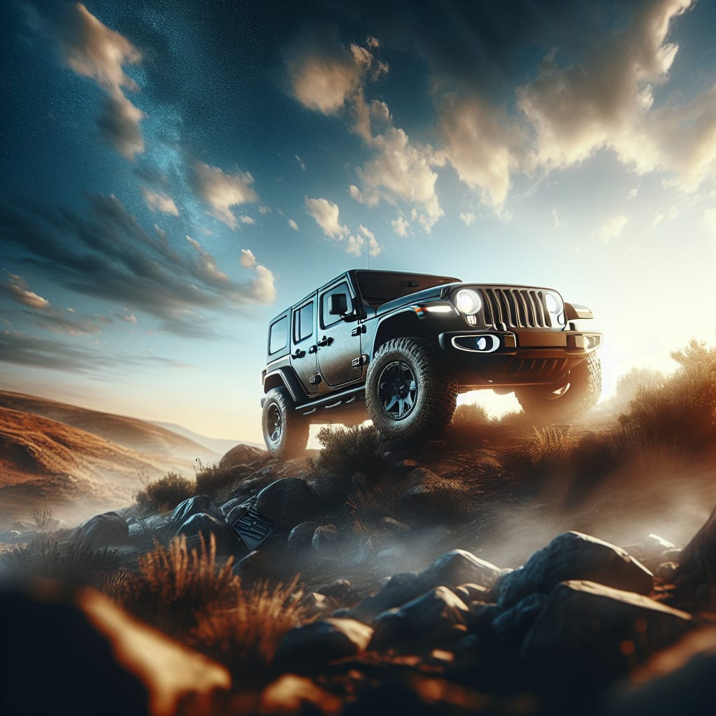 “Evaluating Jeep Extended Warranty: Key Considerations for Owners” A Jeep parked off-road under a clear blue sky, symbolizing the exploration of Jeep extended warranty considerations for vehicle owners.