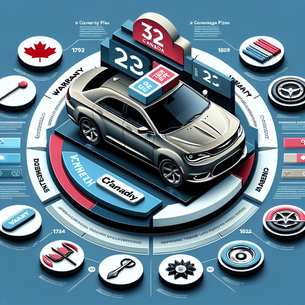 “Exploring Chrysler Canada’s Warranty Tiers: A Comprehensive Guide” A technical blog post cover image illustrating various Chrysler Canada warranty tier options, featuring a neutral design with icons representing different coverage plans, set against a backdrop of the Canadian flag and Chrysler logo for contextual emphasis.