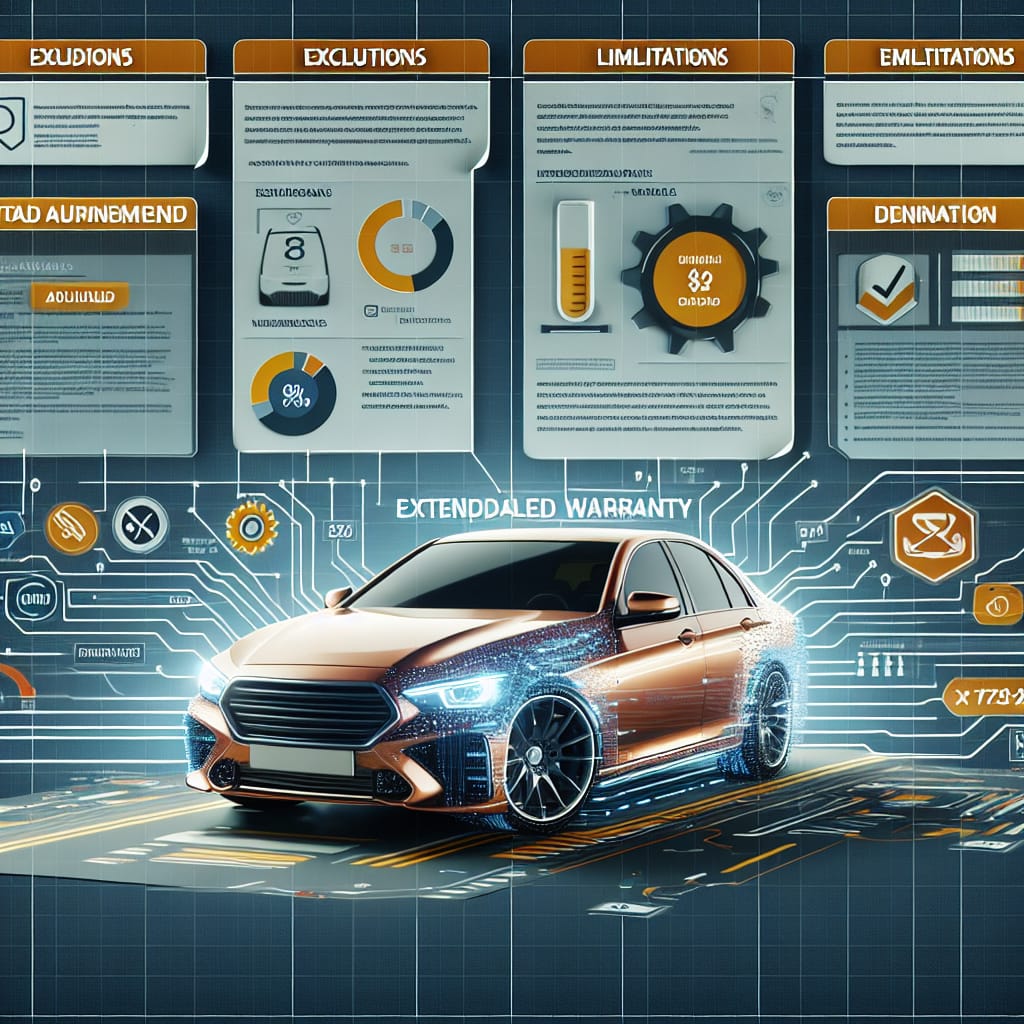 “Navigating Chrysler Mopar Extended Warranty: Exclusions & Limitations Breakdown” A digital illustration featuring a structured breakdown of Chrysler Mopar Extended Warranty, highlighting exclusions and limitations with technical charts and bullet points, aimed at providing clarity and organized information for potential buyers seeking detailed warranty insights.