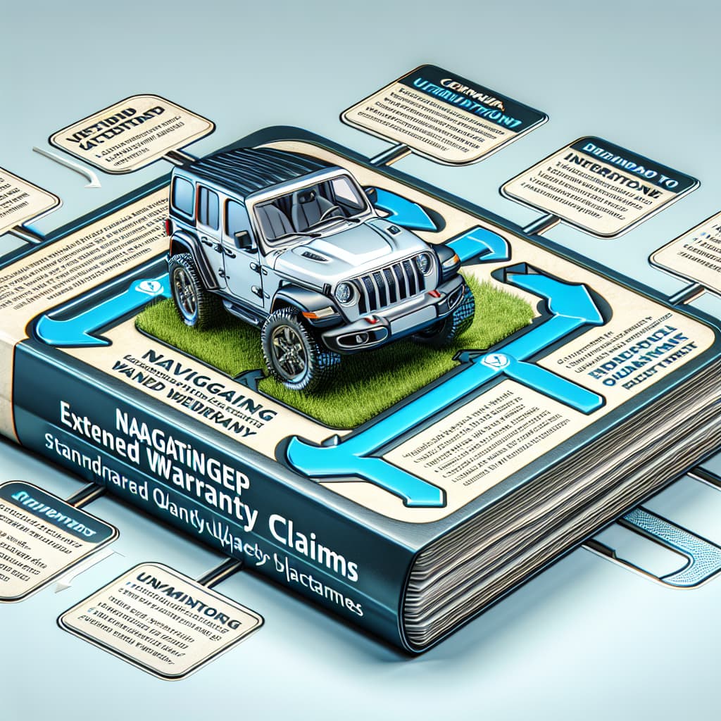 “Navigating Jeep Extended Warranty Claims: A Step-by-Step Guide” A technical guide titled "Navigating Jeep Extended Warranty Claims" showing a step-by-step process, suitable for those seeking to understand Jeep extended warranty packages, with emphasis on clarity and decision criteria.
