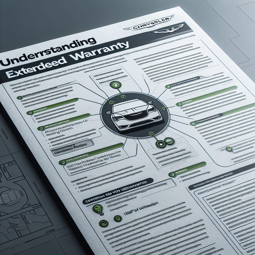 “Understanding Chrysler Extended Warranty: Key Coverage Insights” A close-up of a document titled "Understanding Chrysler Extended Warranty" with highlighted sections providing insights into coverage details.