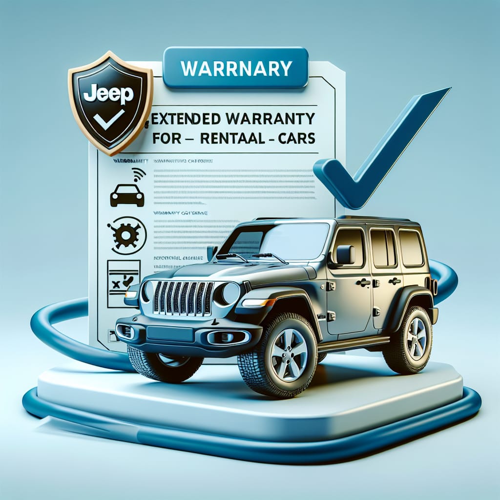 “Understanding Jeep Extended Warranties for Rental Cars: A Technical Guide” A technical guide cover with a Jeep illustration, key warranty details, and rental car context.