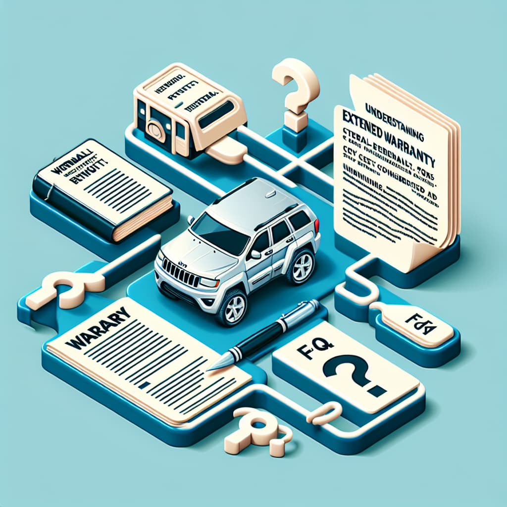 “Understanding Jeep Extended Warranties for Rental Cars: Key Considerations and FAQs” A technical blog post cover image titled "Understanding Jeep Extended Warranties for Rental Cars," illustrating key considerations and FAQs for those interested in Jeep extended warranties for rental vehicles, with a focus on factual, neutral information.