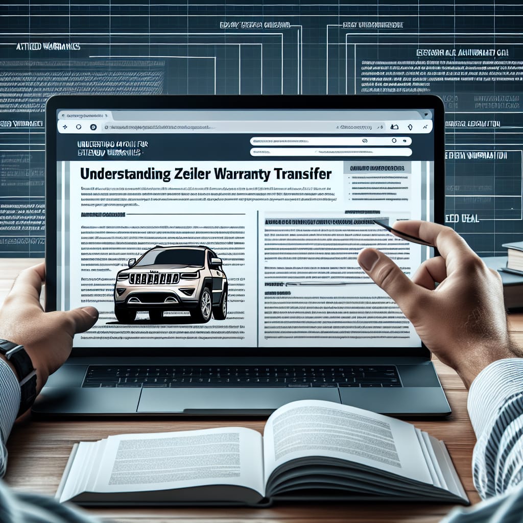 “Understanding Zeigler Warranty Transfer for Jeep Owners” A person reading a document titled "Understanding Zeigler Warranty Transfer for Jeep Owners" on a laptop, with sections organized for easy scanning and a focus on extended warranty details.
